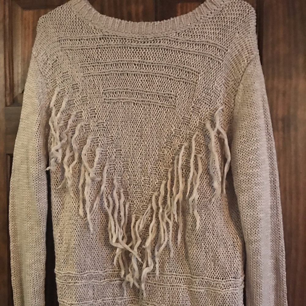 Forever 21 oatmeal fringe sweater